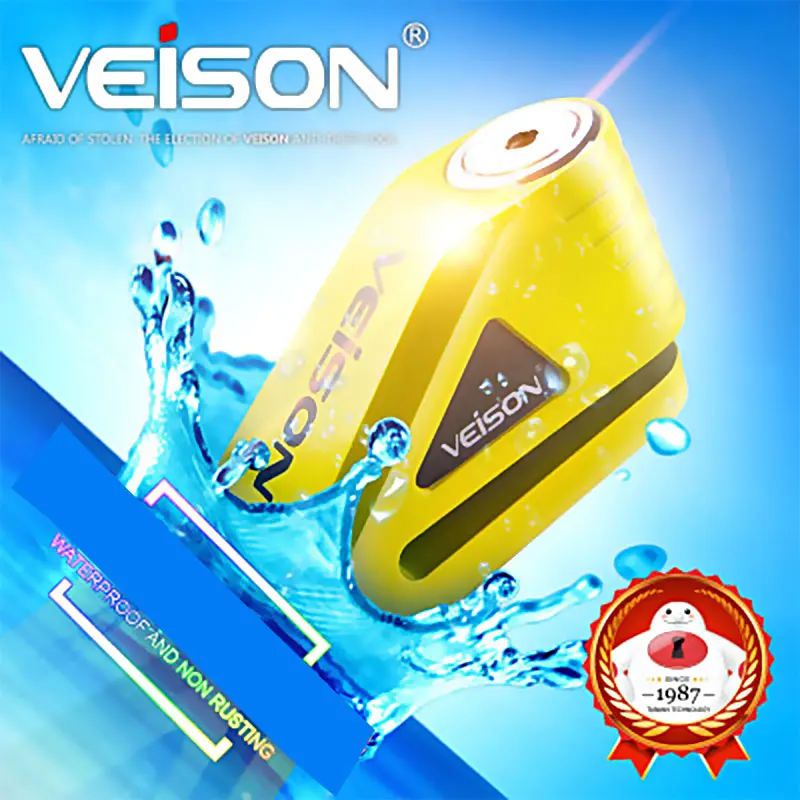 VEISON New Security Protect Anti Motorcycle Thief Electric Motobike Bike Motocross Scooter Wheel Brake Disc Lock Zinc Alloy DX9 |