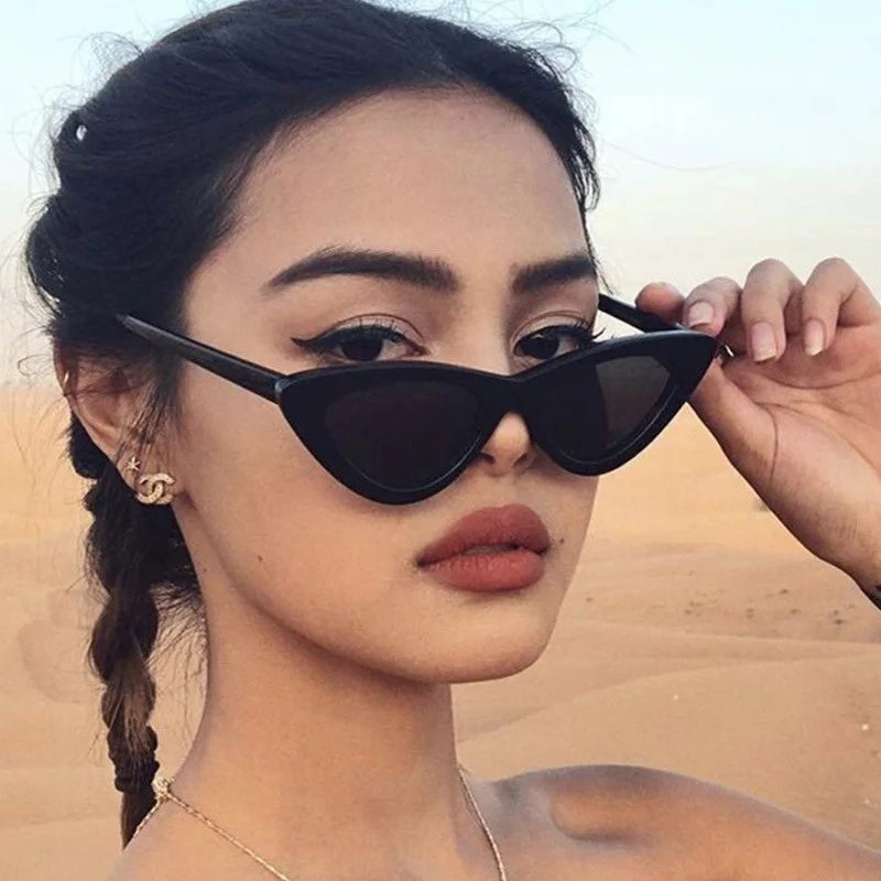 Модные женские солнцезащитные очки "кошачий глаз", брендовые дизайнерские винтажные треугольные солнцезащитные очки Cateye, сексуальные женские маленькие солнцезащитные очки UV400