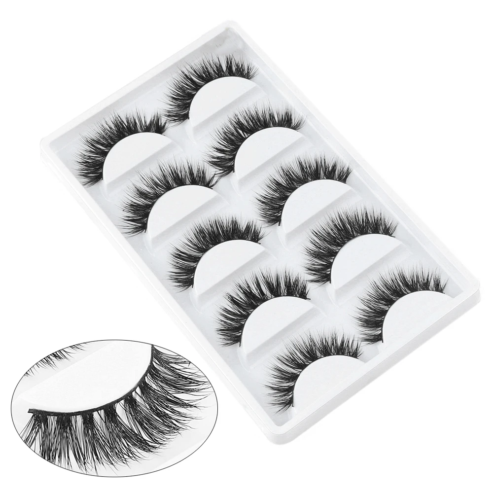 5 пар 100% норковые накладные ресницы натуральные толстые 3D ручной работы красивые