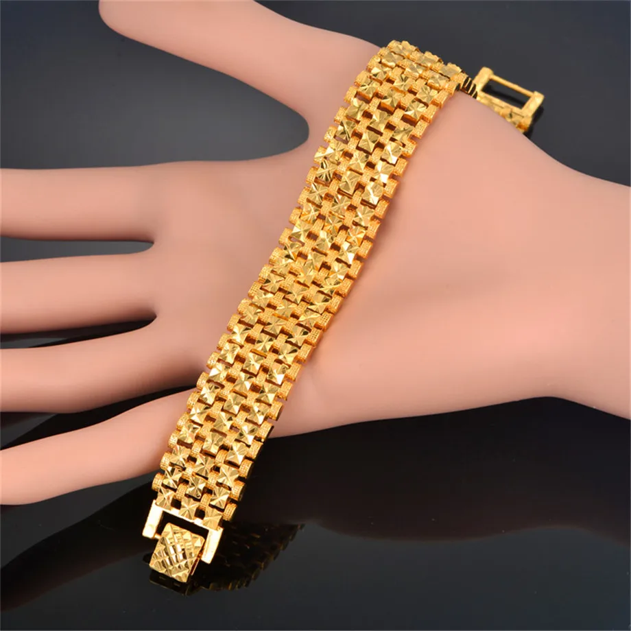 Для мужчин s цепи Браслеты Braclets 13/18 мм массивные мужской золотой Цвет звезда ручной звено цепи браслет для Для мужчин ювелирные изделия