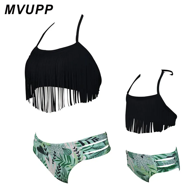 Одежда для мамы и дочки купальник с кисточками семейные одинаковые костюмы