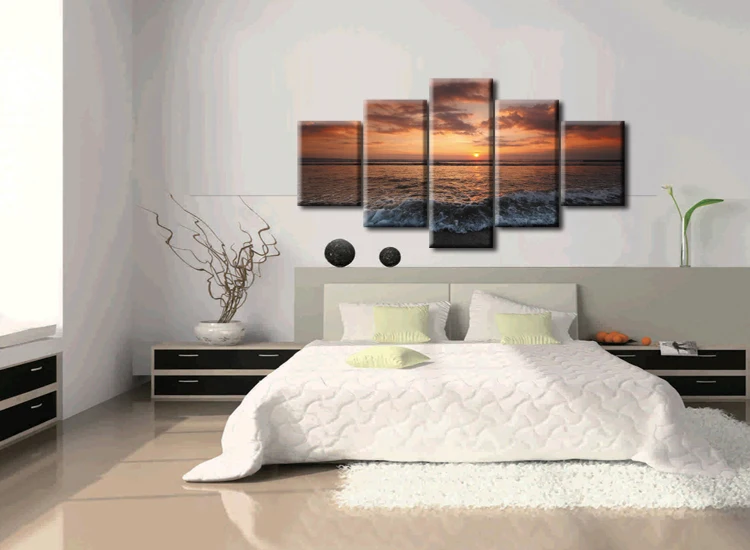 5 Pieces Seascape With HD Large Print Canvas Painting For Living Room Home Decoration Unique Gift Wall Picture Framed J009-056 | Дом и сад