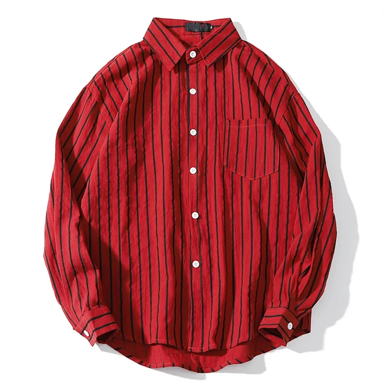 

red Plus size 5xl 7xl men's tops bust 165 cm shirt 8xl 9xl 10xl men Vertical stripe shirts long-sleeve white shirts military