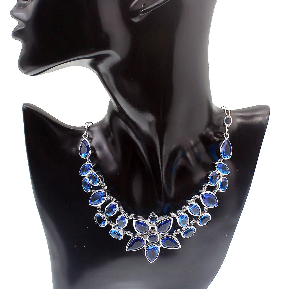 Hermosa Queen Design NEW Style Ocean Bluetopaz Women Ladies Jewelry Charms Necklaces 20 Inch Free Shipping | Украшения и