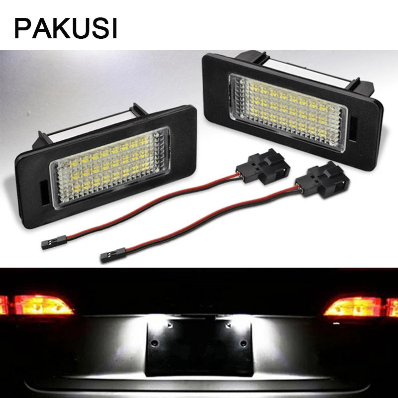 

PAKUSI Car LED License Plate Lights For Audi A4 b8 A5 S5 Q5 TT RS For VW Volkswagen Passat 5D R36 accessories 12V White SMD Lamp