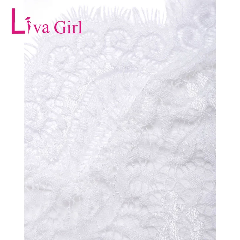 Женский кружевной комбинезон LIVA GIRL черный/белый с открытыми плечами и длинным