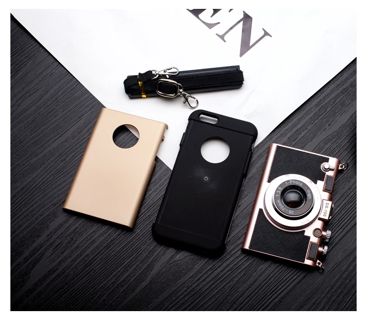 Модный крутой 3D Ретро чехол для телефона с камерой для iPhone 8, 8 plus, 7, 6, 6s Plus, чехол, высокое качество, Мягкая силиконовая задняя крышка с ремешком