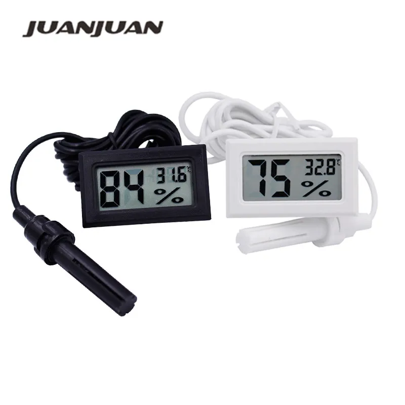 

10PCS Digital Thermometer Hygrometer Temperature Humidity Gauge with Probe for Vehicle Reptile Terrarium Fish Tank Refrigerator