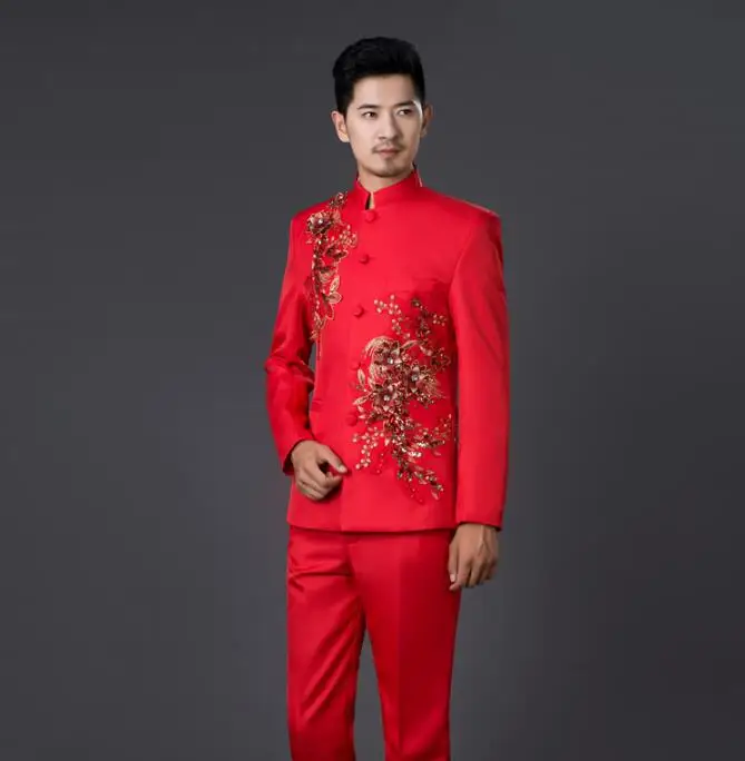 

Blazer men formal dress latest coat pant designs chinese tunic suit men costume marriage wedding suits for men's red blue 2XL