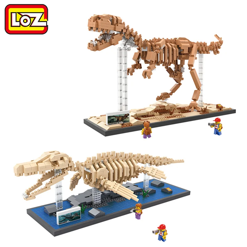 LOZ динозавр Fossil тираннозавр рекс Велоцираптор Трицератопс череп модель Алмазный