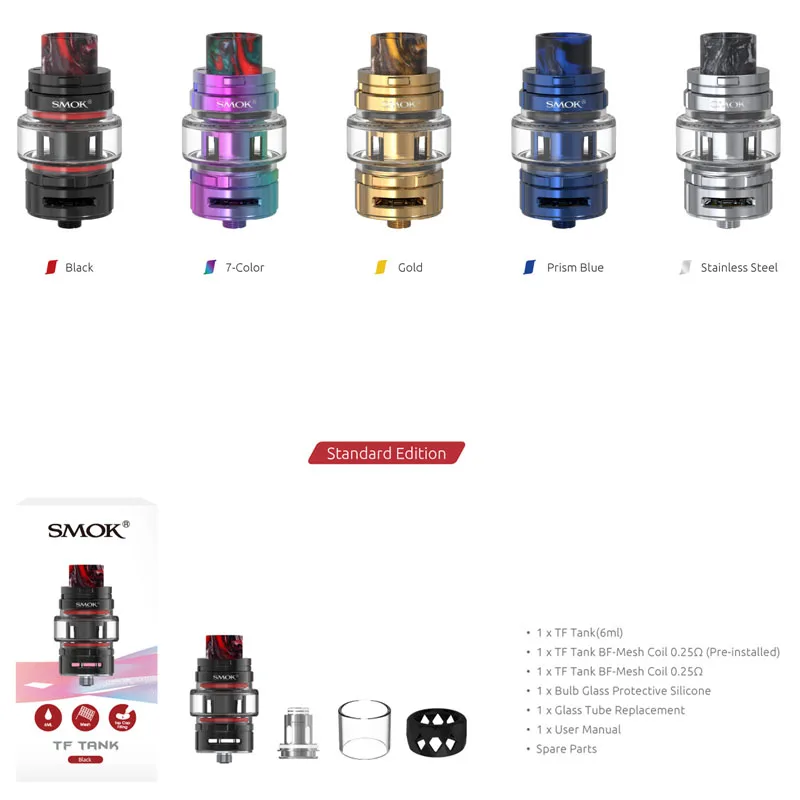 Новый запас оригинальный SMOK TF танк 6 мл атомайзер с баком BF-Mesh катушка верхнее