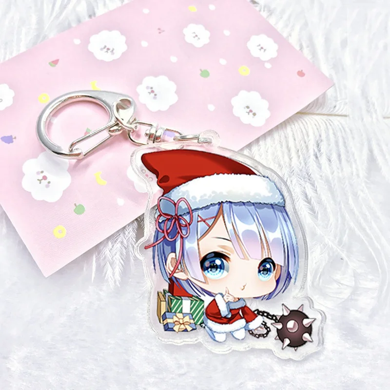 Японское аниме Re Zero Acrylic Twoside брелоки с принтом 6 см Rem Ram Emilia Мультяшные Portachiavi