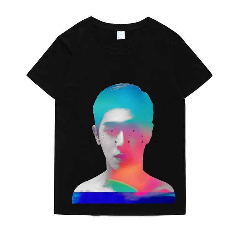 New arrival kpop tvxq u-know album true color concert same portrait/name printing t shirt fashion o neck short sleeve t-shirt | Женская