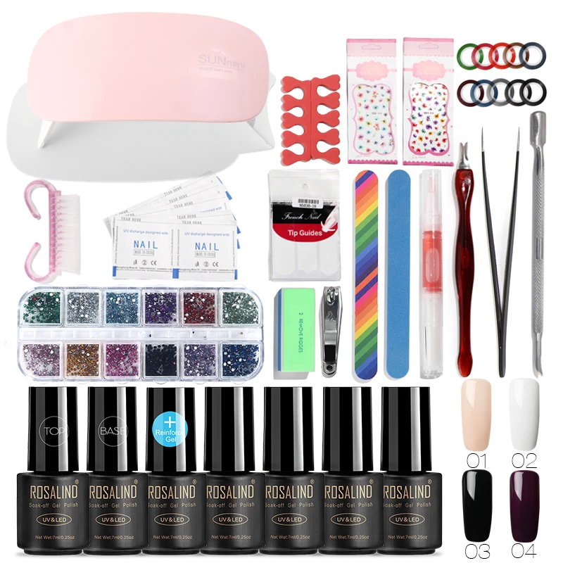 Набор геля ROSALIND для ногтей с лампами наращивания аппарат маникюра инструменты