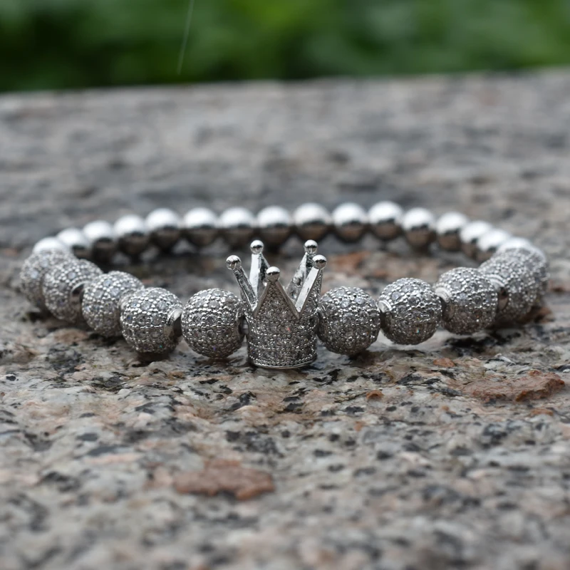 

Nine forever jewelry crown bracelet men copper beads macrame bracelets for women pulseira feminina pulseira masculina bileklik