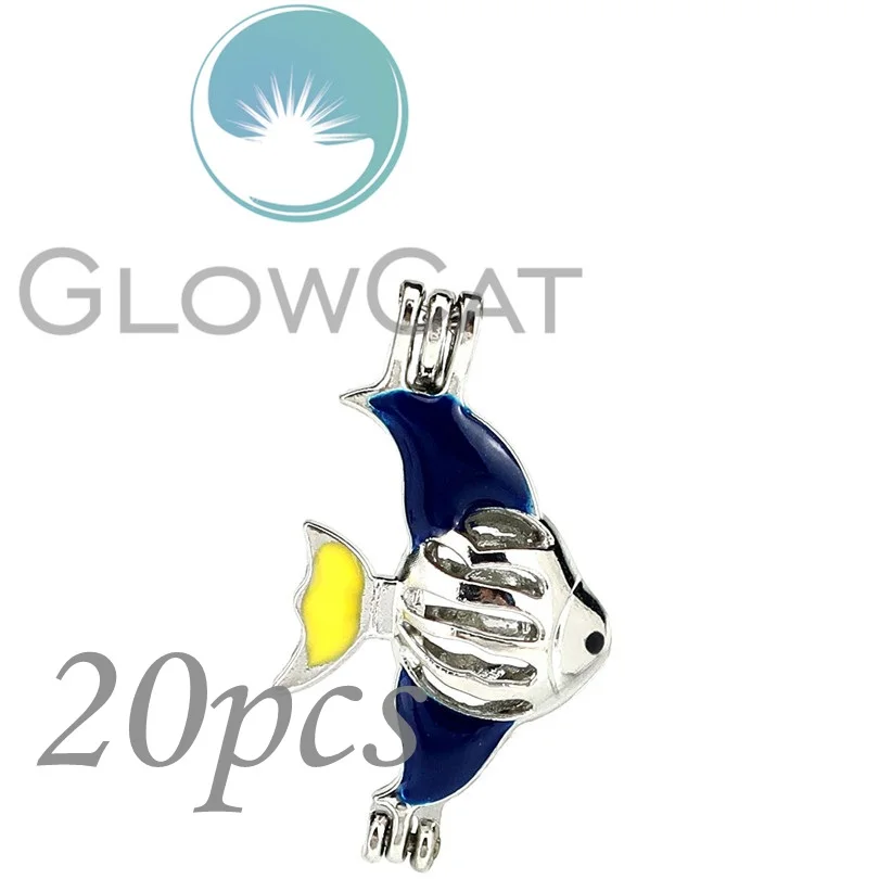 

Colors Enamel Fish Beads Cage Essential Oil Diffuser Pearl Cage Locket Pendant 20x KK1047