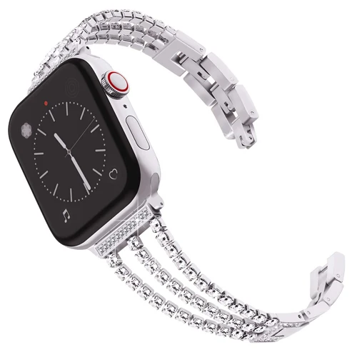 silver Браслет для наручных часов Apple Watch, версии 40 мм, 38 мм, 42 мм, 44 мм ремешок с бриллиантами металлический ремешок для наручных часов iWatch серии 5/4/3/2/1 ремешок на запястье - Цвет ремешка: silver