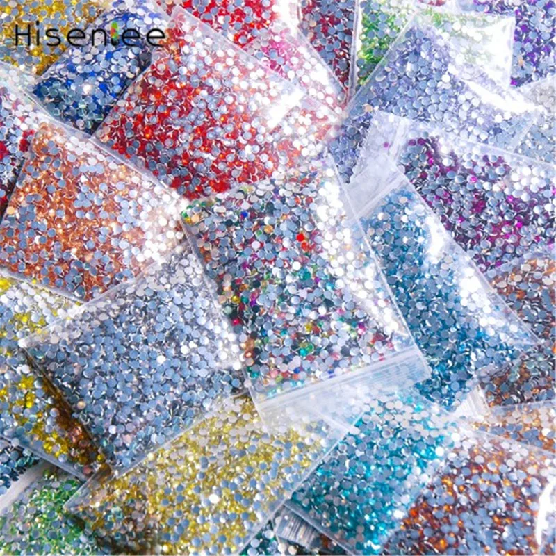 

2MM 5000PCS high quality classic mixed color flat back shape resin rhinestone design shiny style charm DIY nail decoration