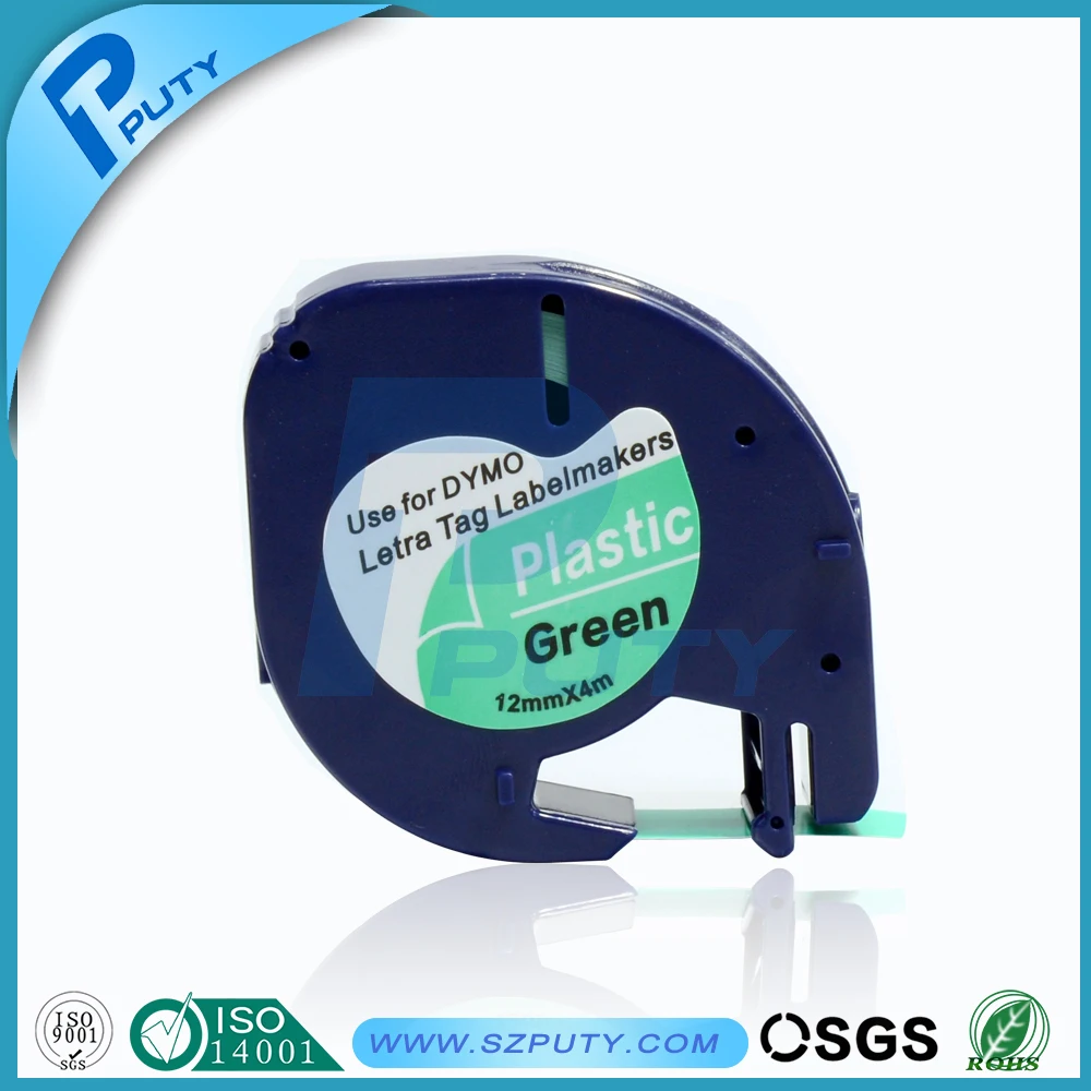 Бесплатная доставка 10 упаковок черный на зеленый совместимый с dymo LetraTag бумажные