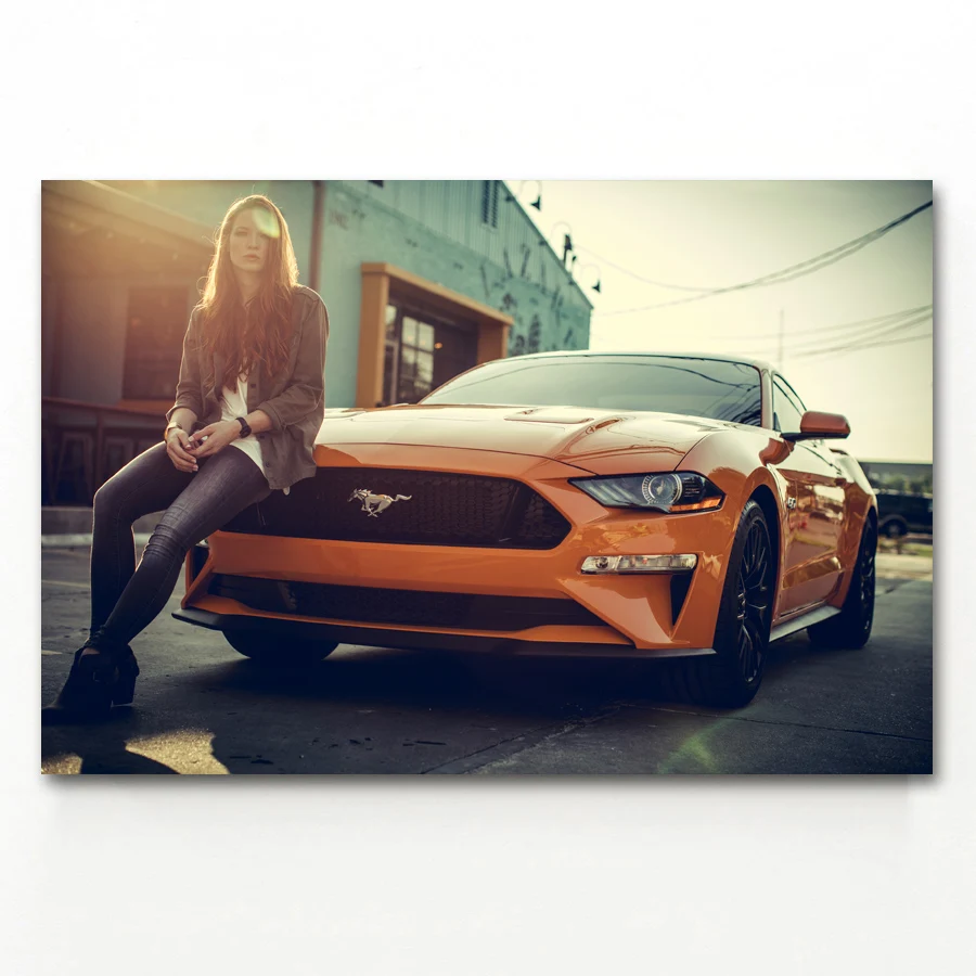 Для женщин с автомобилями Mustang автомобиля настенные художественные плакаты и