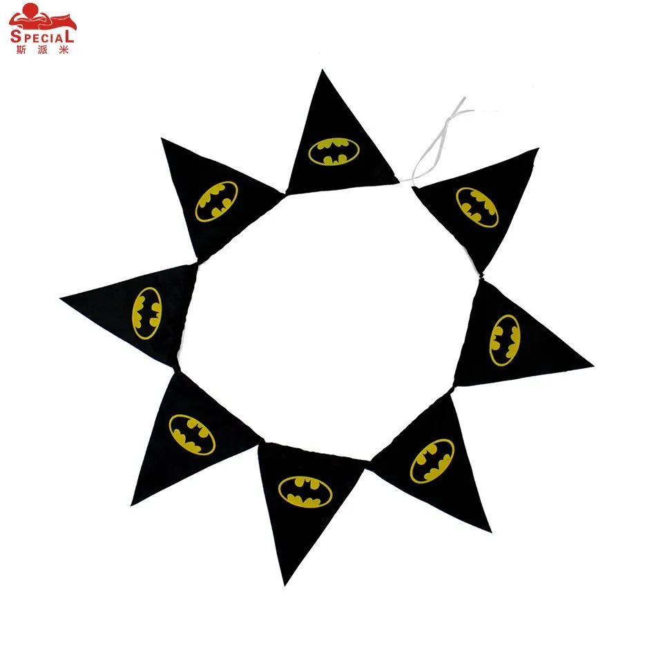 7 PCS D.Q.Z Single Side Fabric Child Superhero Banner Flag Event Party Supplies Bunting Decoration Birthday Gifts |