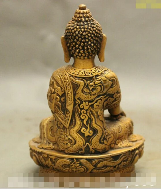 ZSR913 + 6 "дракон халат Тибет буддийская из бронзы Shakyamuni Mahavairocana статуя Будды Дом