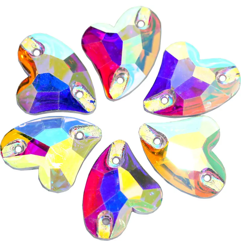 Круглые стразы для шитья из смолы и кристаллов AB с плоской задней частью одежды