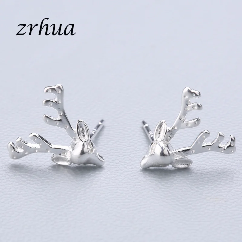 ZRHUA 925 пробы серебряные сплайсинга милые серьги-гвоздики с животными для женщин повседневные Девушки Brincos личность Стерлинговое Серебро-ювелирные изделия