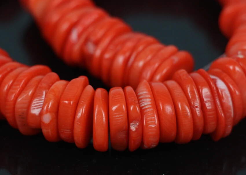 15 5 &quotнитка класса АА натуральный Оранжевый Красный Бамбук Коралл диск Heishi