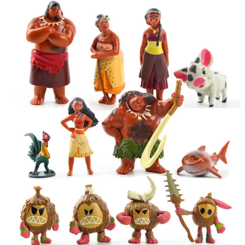 12 шт./компл. Maui Waialik Tala Heihei фигурка Моана принцесса вайана Экшн фигурки ПВХ игрушка