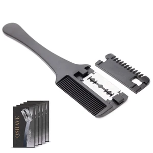 Новая Профессиональная Бритва для волос, расческа с черной ручкой для стрижки, филировки, триммер для волос сделай сам, 5 лезвий