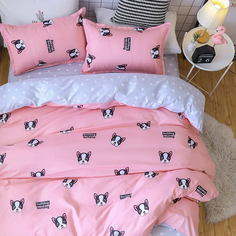 Adorable Dog Four-Piece Bedding Set Included 1 Duvet Cover Bed Sheets 2 Pillowcases Have A Good Dream Blessing Full Size | Дом и сад