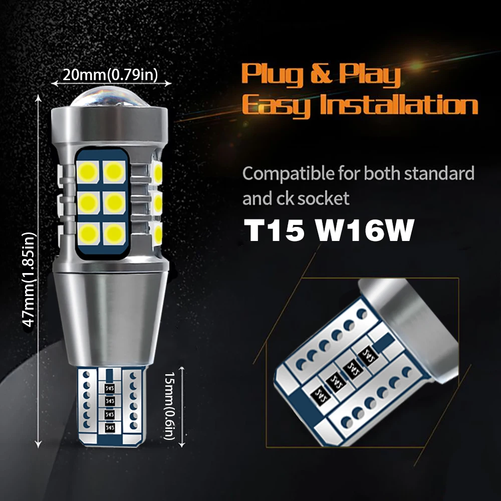 2X W16W светодиодный светильник заднего хода лампа для автомобиля 912 921 T15 Canbus без