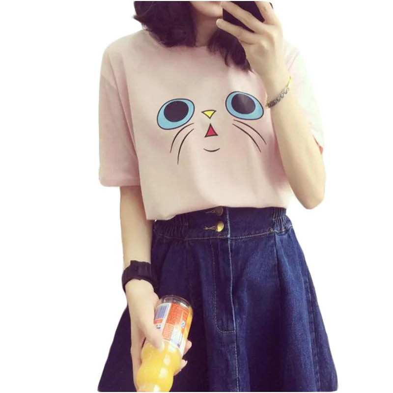 Новинка лета 2017 Повседневная Свободная футболка для девочек подростков с