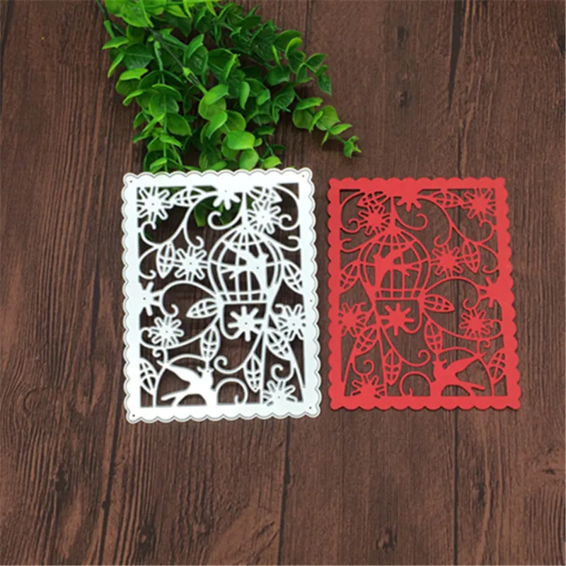 

Rectangle frame flower vine birdcage Metal Cutting Dies Stencil Scrapbooking Photo Album Card Paper Embossing Craft DIY