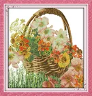 Красивая корзина с цветочным принтом холст DMC наборы для вышивки крестиком Набор для вышивки крестиком