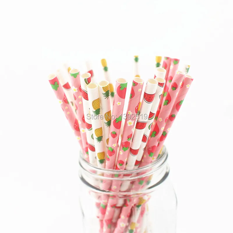 Лидер продаж! 5000 шт./лот фруктовые Коктейльные бумажные соломинки для напитков