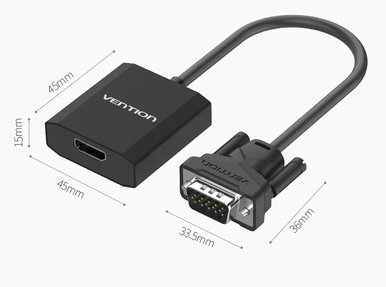 Vention VGA к HDMI конвертер кабель адаптер с аудио 1080 P VGA HDMI Цифровой Аналоговый адаптер для ПК ноутбук к HDTV проектор