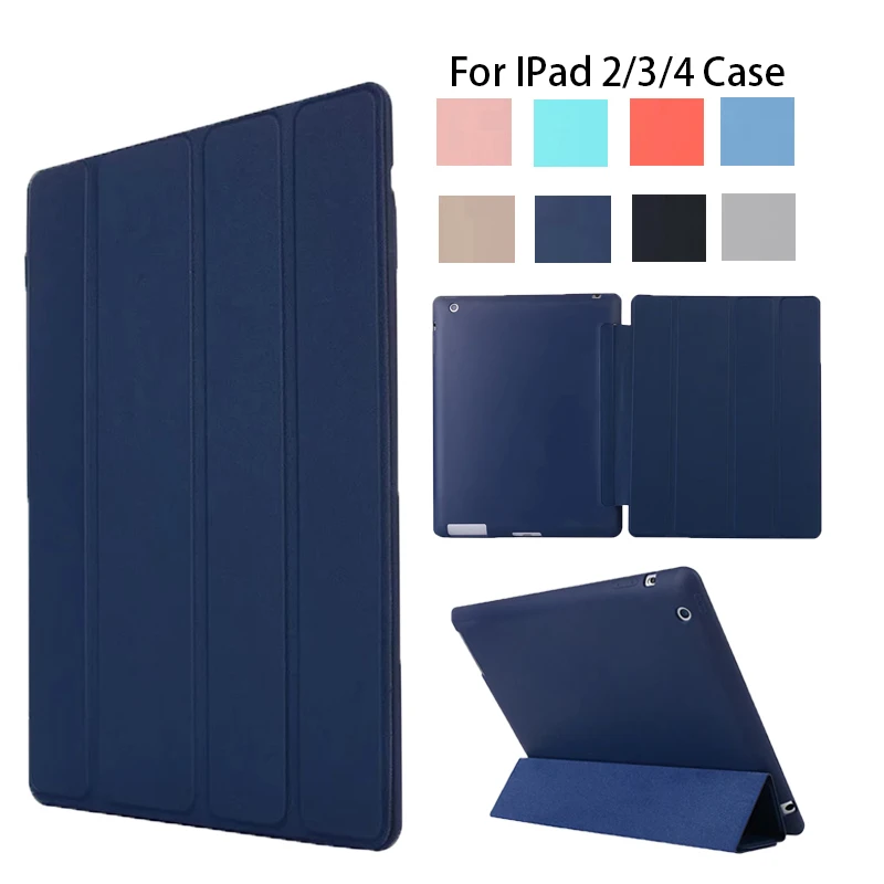 

For ipad 4 Ipad 2 Case Leather Case Soft TPU Back Trifold Smart Cover Shockproof Protective Case for iPad 2/3/4