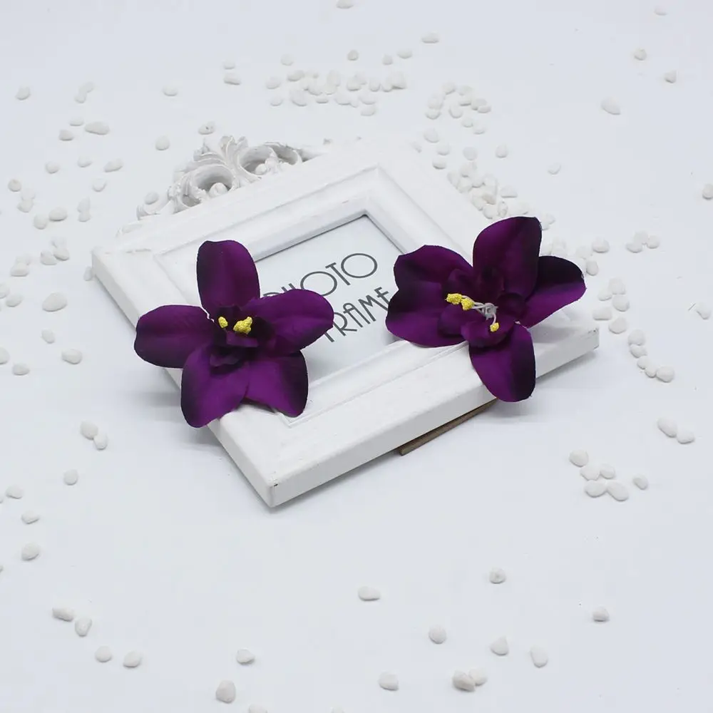 purple 5 шт./лот 8 см Искусственный шелк имитация лилии розы семья Свадебная вечеринка DIY декоративный искусственный цветок - Цвет: purple