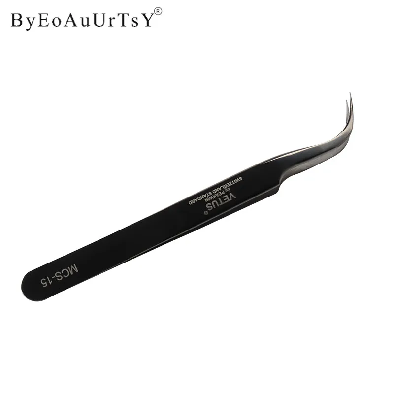 15-black-1pcs 1 шт./компл. шт Прямые и Изогнутые пинцет с кончиком Ниппер для наращивания ресниц из нержавеющей стали накладные ресницы - Handle Color: 15-black-1pcs