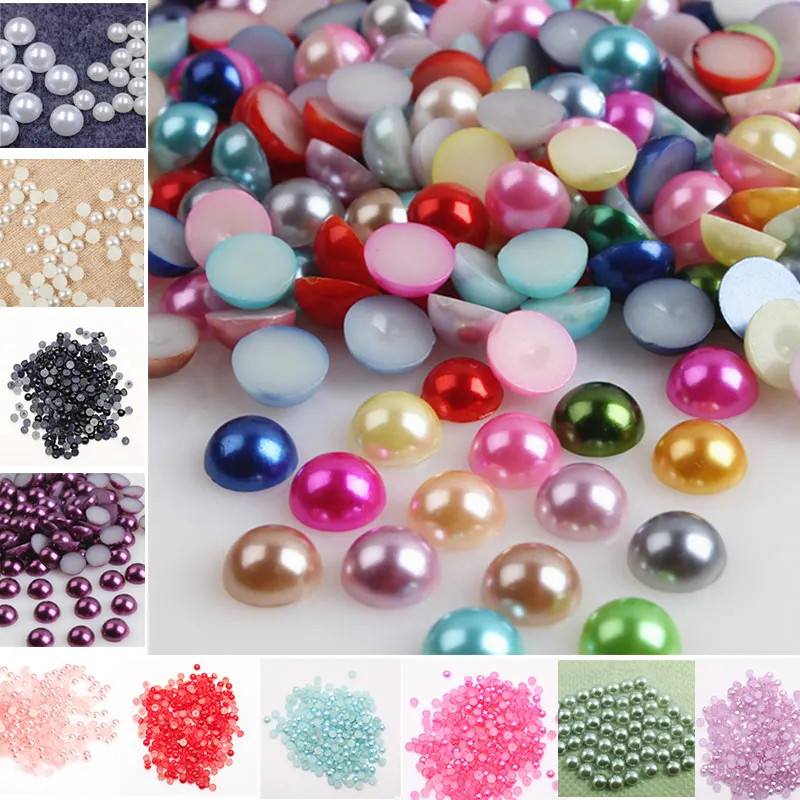 Горячее предложение 2000 шт полукруглые акриловые бусины с плоской задней частью