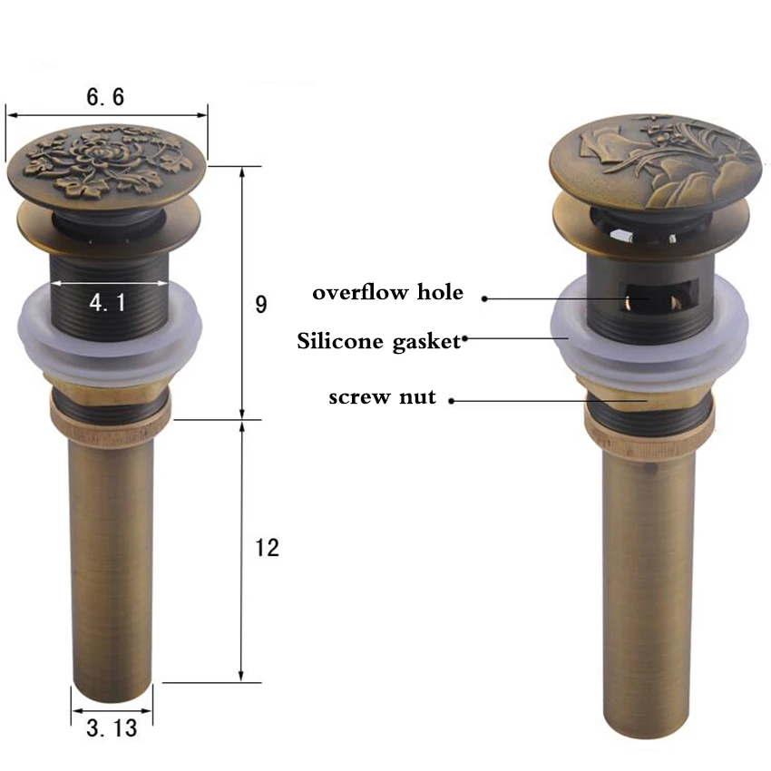 Wholesale and Retail Antique Brass Vessel Sink Drain Bathroom Basin Pop-Up Solid round | Обустройство дома