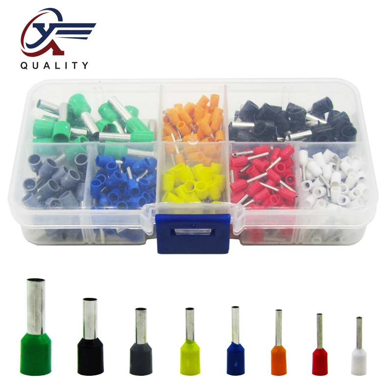 

400pcs/box AWG 22 - 10 Insulated Cord Pin End Terminal Ferrules Kit Set Wire Copper Crimp Connector Electrical Crimp Terminator