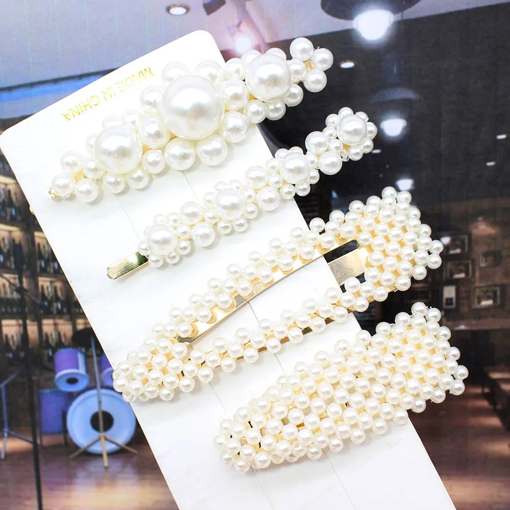 4pcs per set Ins Fashion 1 комплект женские элегантные жемчужные заколки для волос сладкий головной убор шпильки заколки аксессуары для волос из ацетатного волокна Набор для волос - Цвет: 4pcs per set
