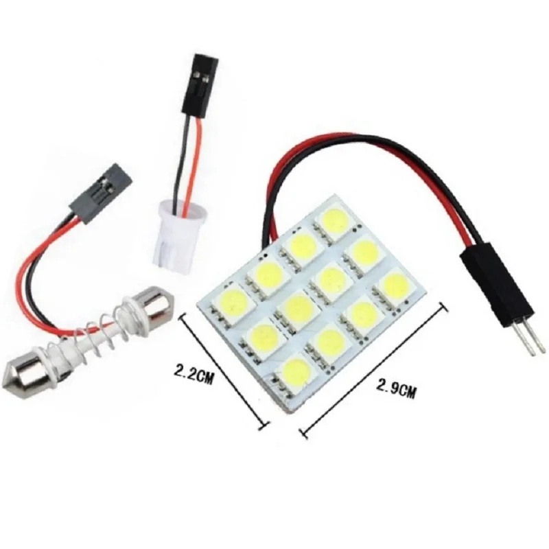 T10 W5W C5W C10W гирлянда (28 мм 42 мм) 2 адаптера 12 светодиодов 5050 smd автомобильная панель