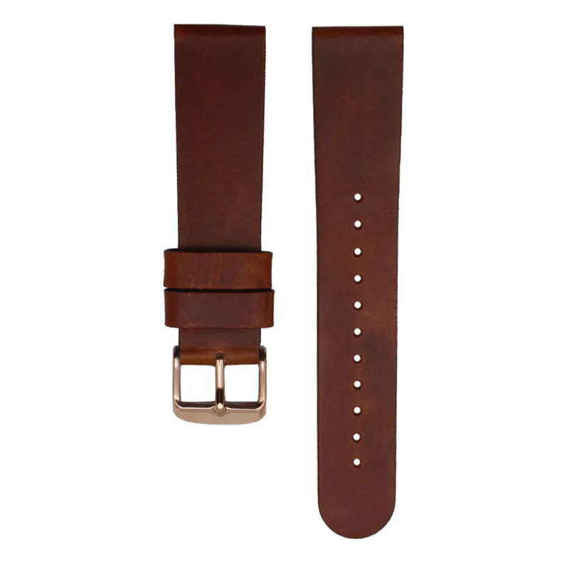 brown rose buckle Минималистичный стиль, ремешок для часов из натуральной кожи, 18 мм, 20, 22 мм, ремешок для часов, быстросъемный ремешок, тонкий двойной слой, Воловья кожа, ремешок для часов - Цвет ремешка: brown rose buckle