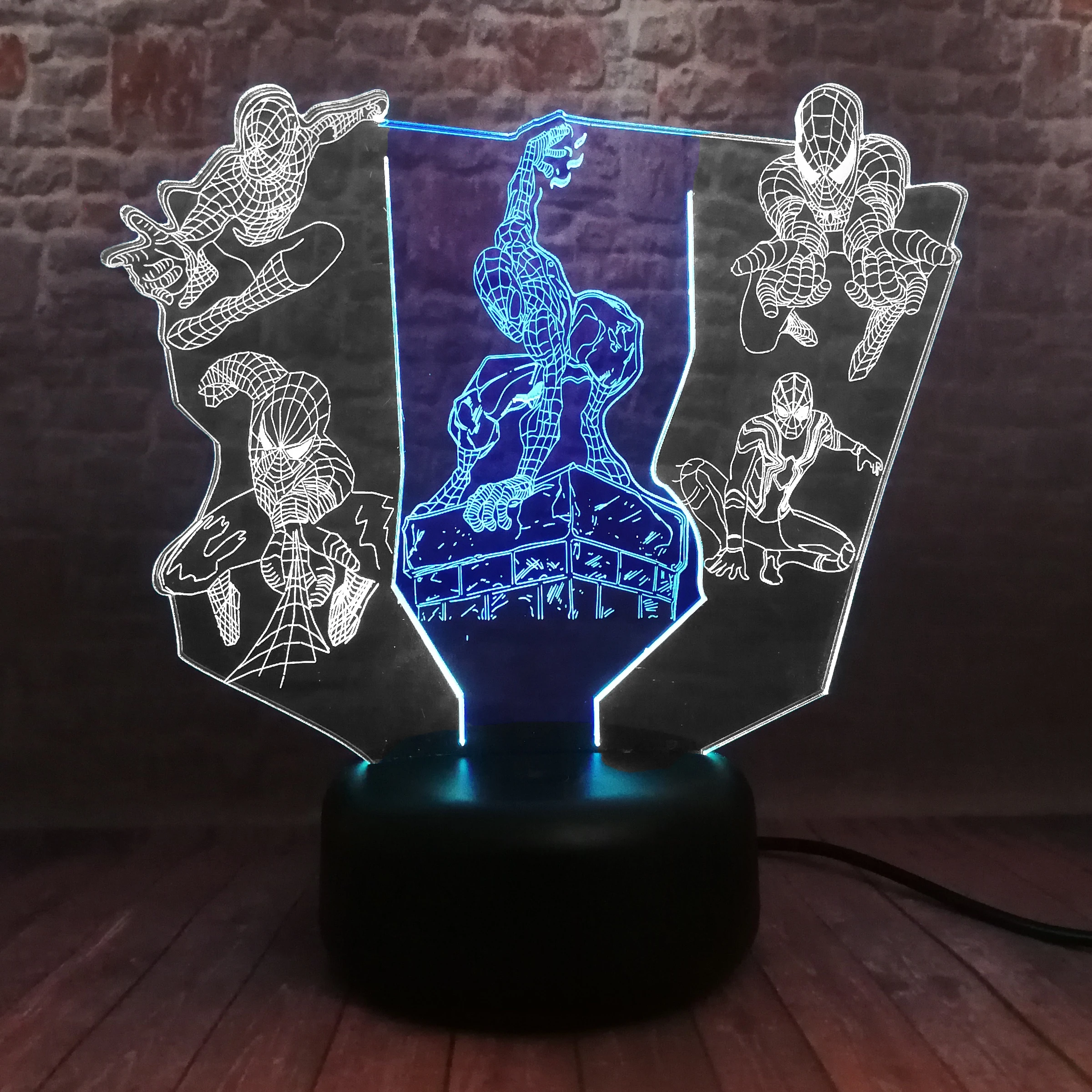 Мстители легенды Фигурки Человека паука модель 3D иллюзия ночник LED 7 смешанных