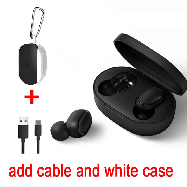 cable and white case Xiaomi Redmi Airdots TWS Bluetooth наушники стерео бас BT 5,0 Eeadphones с микрофоном Handsfree Наушники управление AI - Цвет: cable and white case