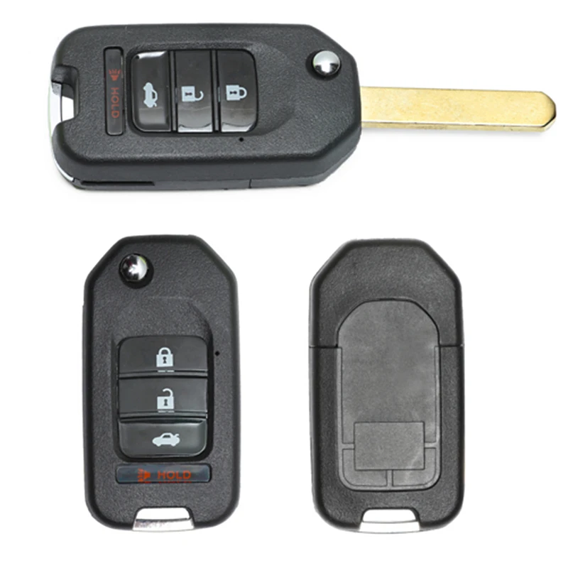 Keyecu Intelligent DIY Upgraded Flip Remote Car Key Fob 3+1 Button 433MHz ID47 for Honda Fit Civic XRV 2015 FCC ID: MLBHLIK6-1T |